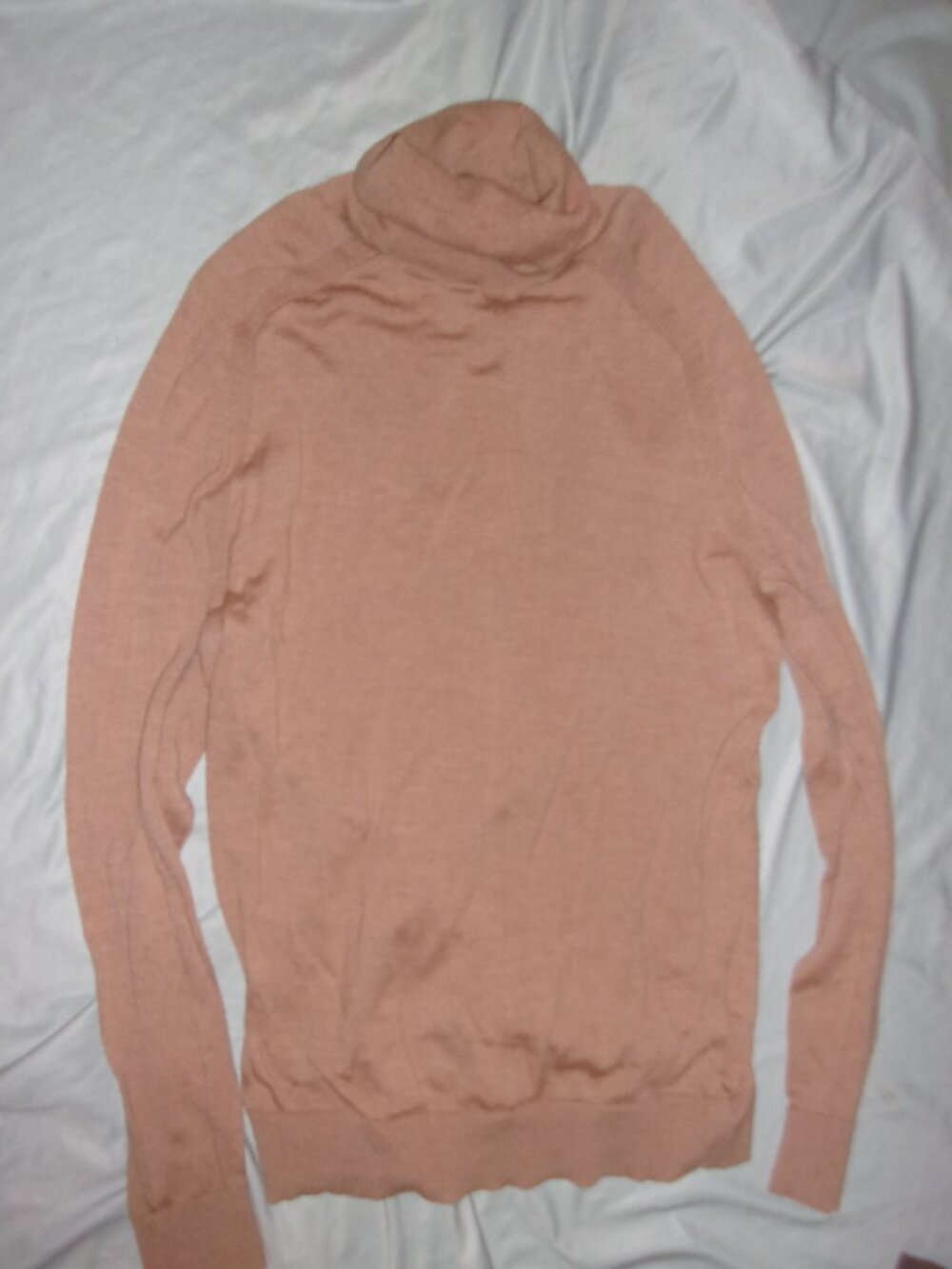 100% wool  size large womens tan turtle neck soft knit sweater casual dress